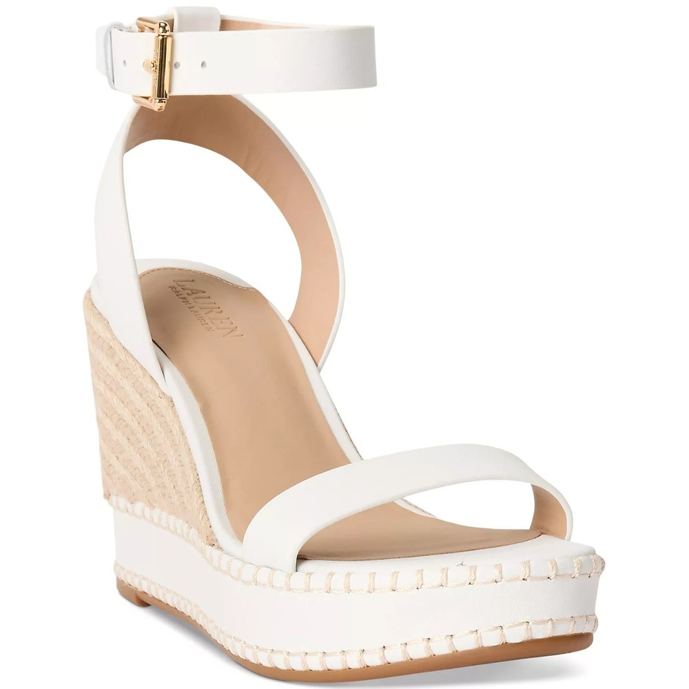 Women's‎ Lauren Ralph Lauren Hilarie Espadrille Wedges White Size 9 New in Box